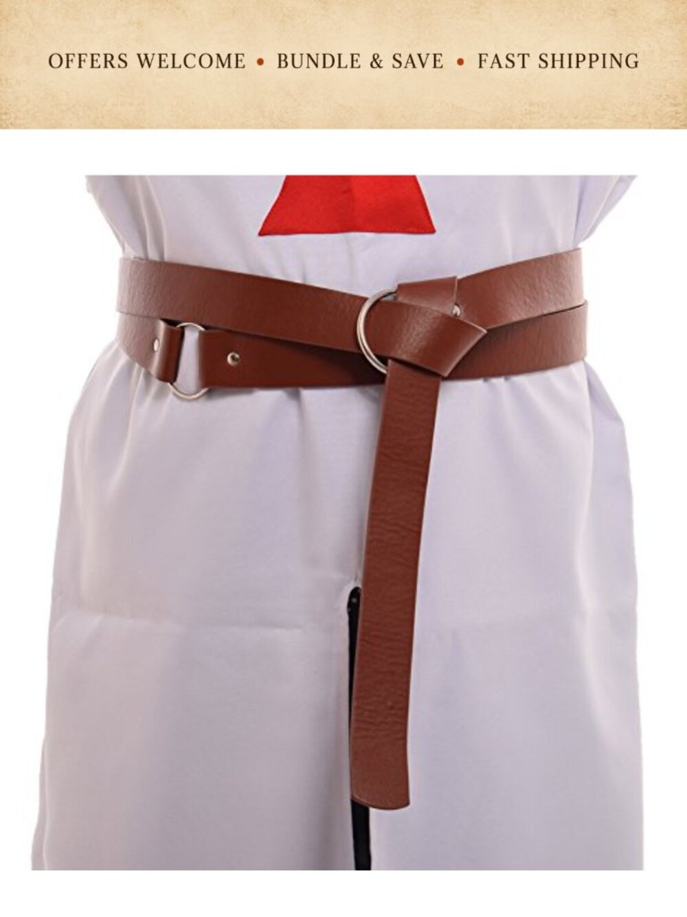 Medieval LARP Reenactment PU Leather Waist Belt Buckle Closure